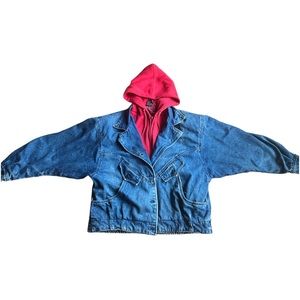 Vintage denim jacket with hoodie inside